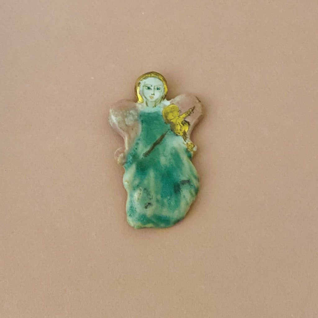 Smuk keramik engel med violin 7,5cm