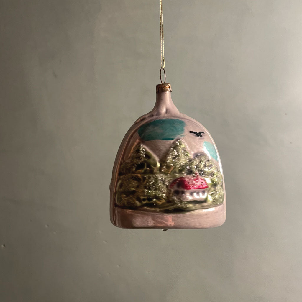 Håndlavet sølv klokke med Vinterlandskab