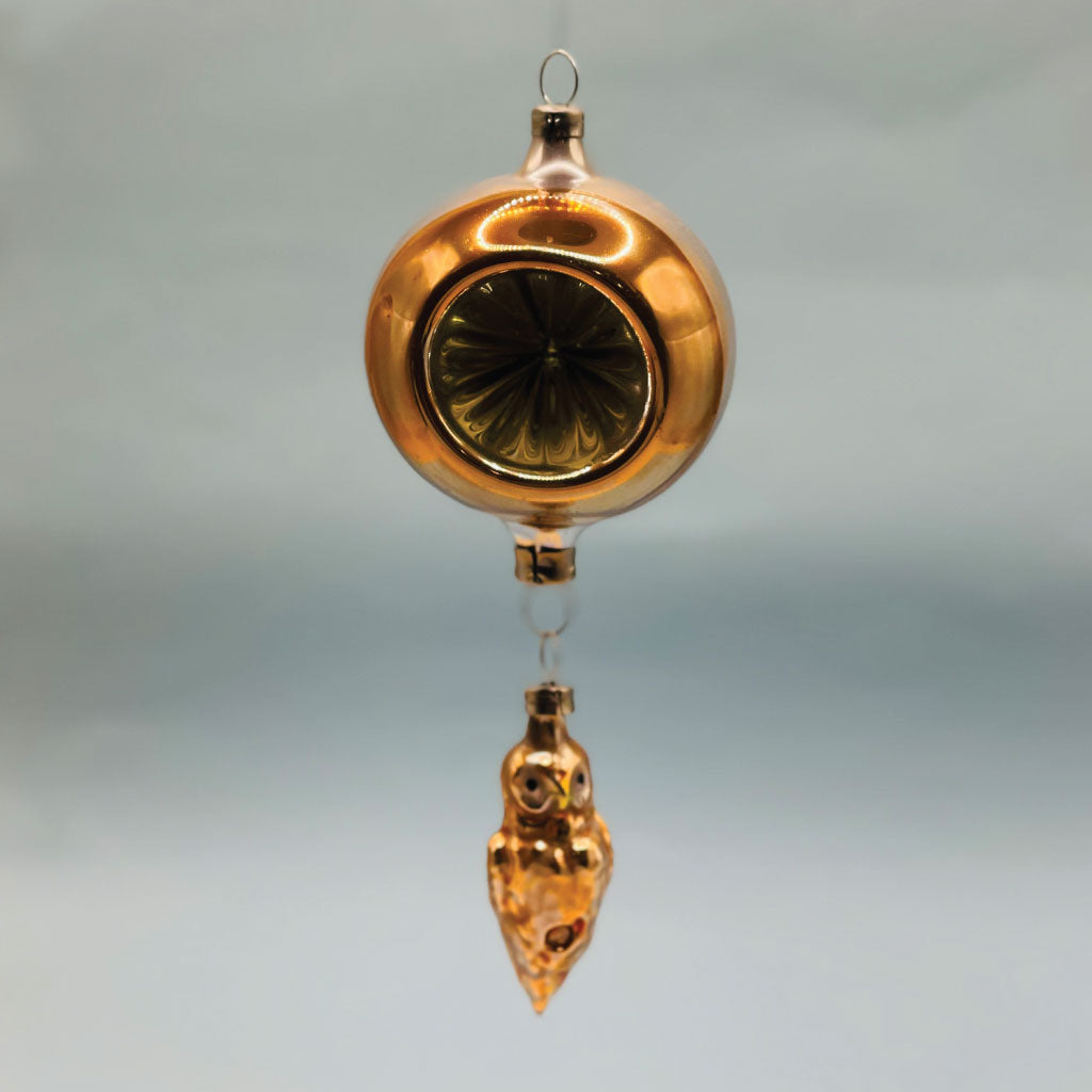 Håndlavet glasrefleks med dinglende ugle – Guld