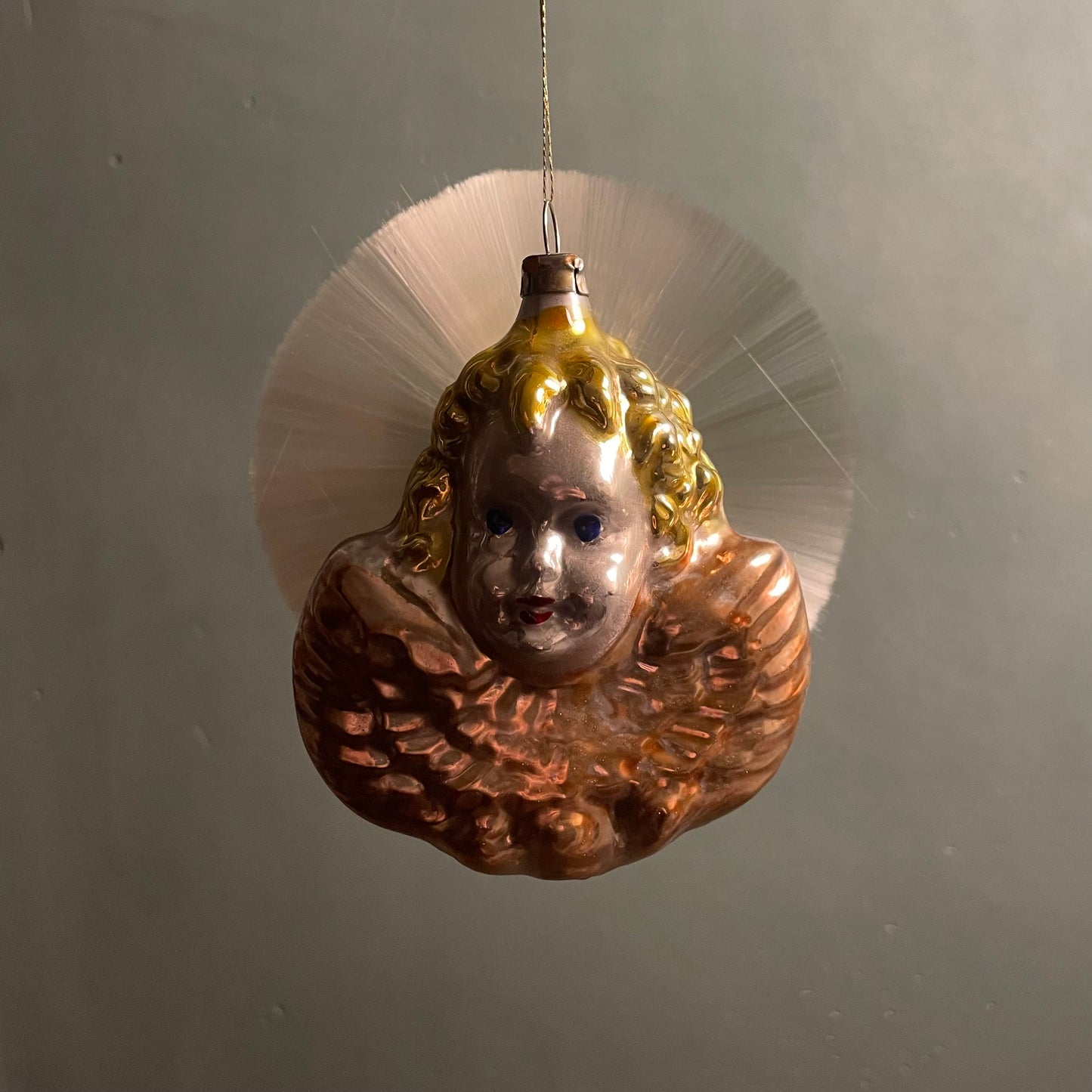 Håndlavet engel med hårkrans - glasornament
